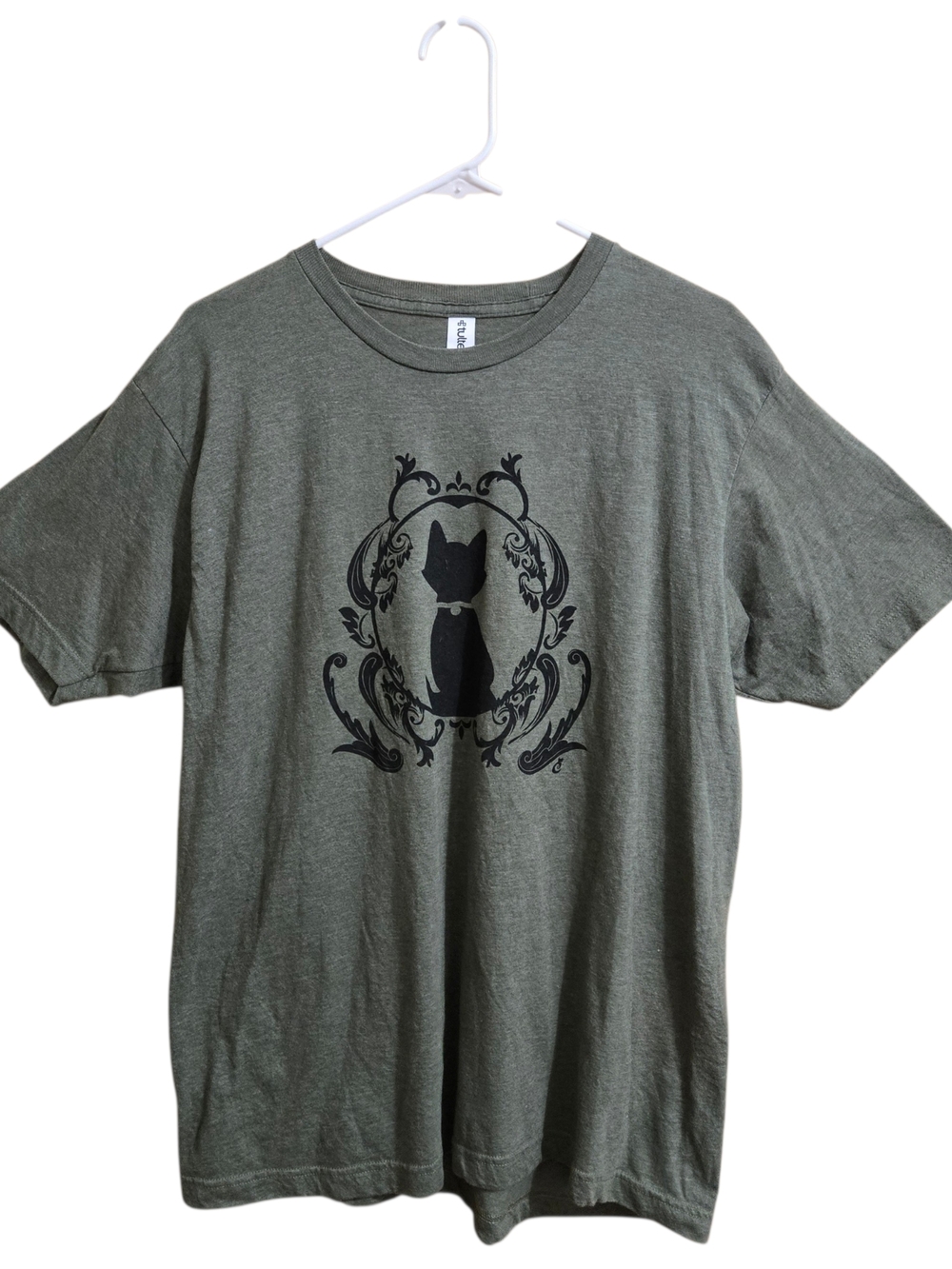 Unbranded Olive Green Cat Silhouette T-Shirt for Pets Lovers